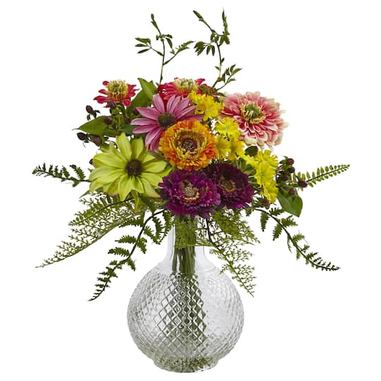 15&#x22; Mixed Floral Arrangement in Glass Vase